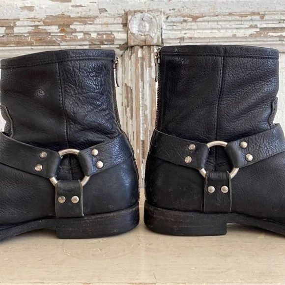 Frye Biker Black Short boots Sz 8 - Picture 6 of 10